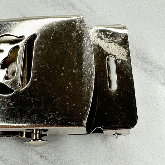 Old English Initial "Y" Military Web Belt Buckle Silver Chrome ✨ - Picture 3 of 10